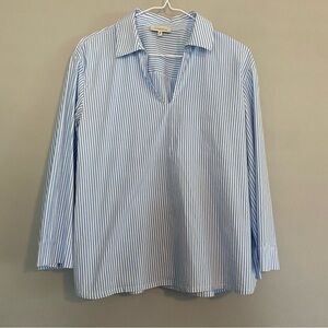 Lafayette 148 NY Blue and White Striped Blouse - Small